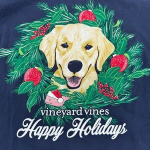 Vineyard Vineyard Holiday Golden Retriever Wreath Long Sleeves Shirt, Size Small